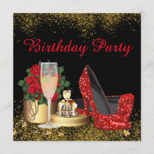 Invitation Fête d'anniversaire chaussure à talon haut rouge G