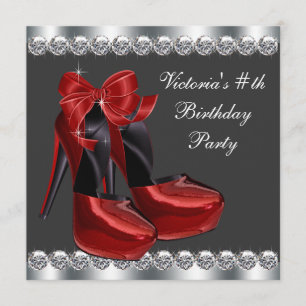 Invitation Fête d'anniversaire chaussure à talon haut rouge r