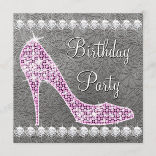 Invitation Fête d'anniversaire chaussure à talon rose élégant