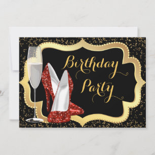 Invitation Fête d'anniversaire chaussure rouge à talon haut