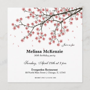 Invitation Fête d'anniversaire Cherry Blossom