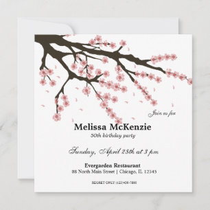 Invitation Fête d'anniversaire Cherry Blossom
