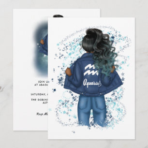 Invitation Fête d'anniversaire chic Aquarius Signe du zodiaqu