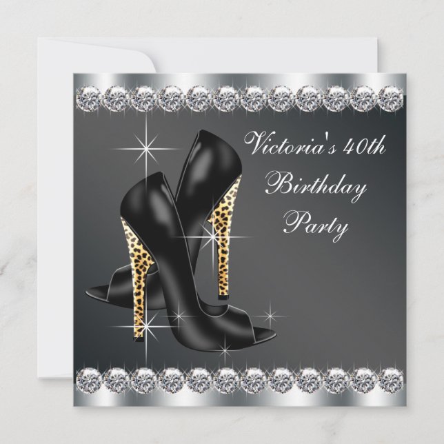 Invitation Fête d'anniversaire Chic Black (Devant)