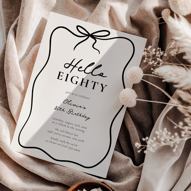 Invitation Fête d'anniversaire Chic Hello Eighty '80 ans (Créateur téléchargé)
