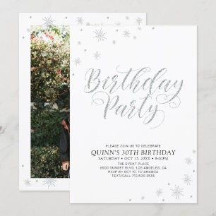 Invitation Fête d'anniversaire chic moderne argenté pour adul