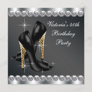 Invitation Fête d'anniversaire chic noir pour femme