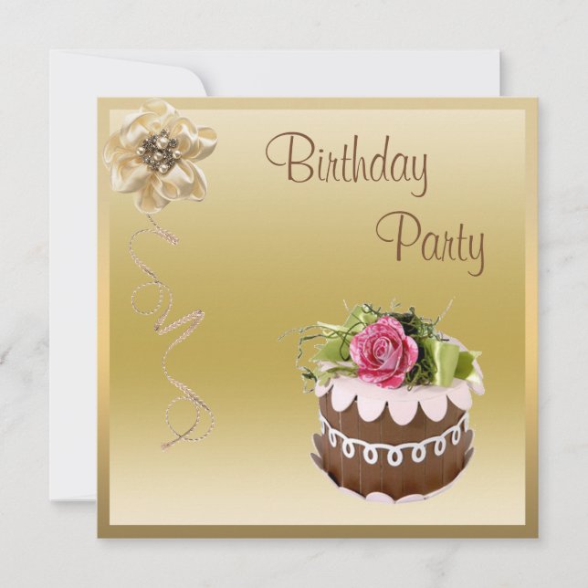 Invitation Fête d'anniversaire Chocolate Cake & Rose Gold (Devant)