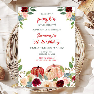 Invitation Fête d'anniversaire citrouilles rouge Bourgogne et