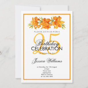 Invitation Fête d'anniversaire Classieuse Romantique aux Lys