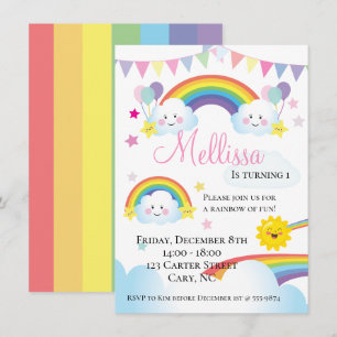Invitation Fête d'anniversaire Cloud and Rainbow Children