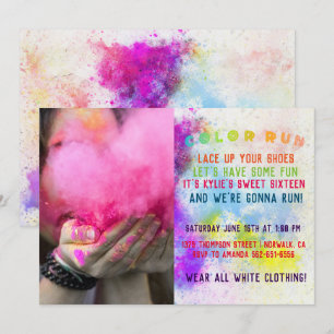 Invitation Fête d'anniversaire Color Run