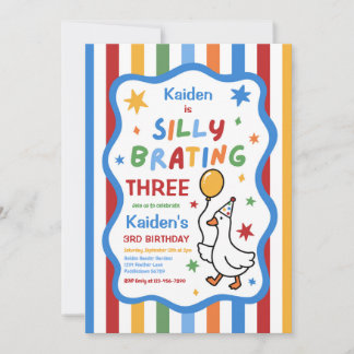 Invitation Fête d'anniversaire colorée de 3 ans pour le garço
