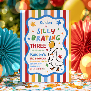 Invitation Fête d'anniversaire colorée de 3 ans pour le garço