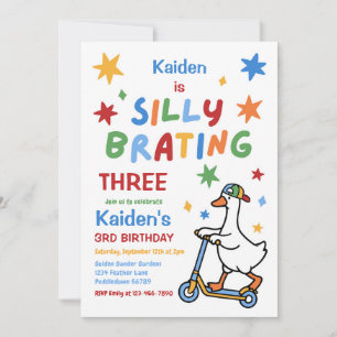 Invitation Fête d'anniversaire colorée de 3 ans pour le garço