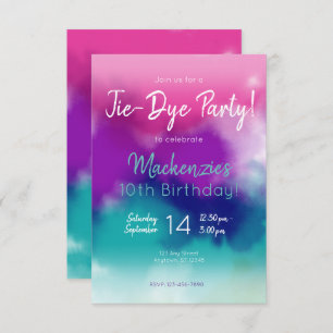 Invitation Fête d'anniversaire colorée de Cravate-Dye