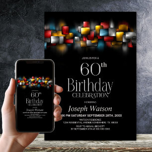 Invitation Fête d'anniversaire colorée et abstraite pour les