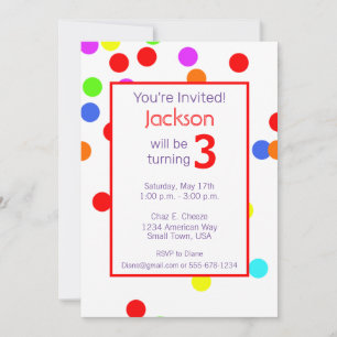 Invitation Fête d'anniversaire colorée pour enfants