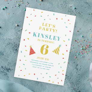 Invitation Fête d'anniversaire colorée pour enfants avec pail