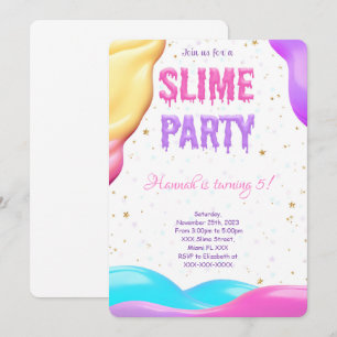 Invitation Fête d'anniversaire colorée Slime