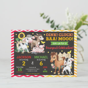 Invitation Fête d'anniversaire commune pour les animaux de la