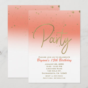 Invitation Fête d'anniversaire confetti moderne et glamour co