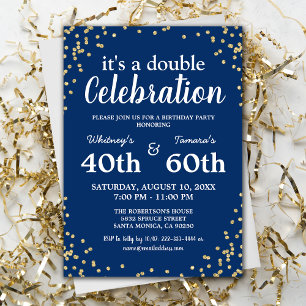Invitation Fête d'anniversaire conjointe adulte   Paillettes 