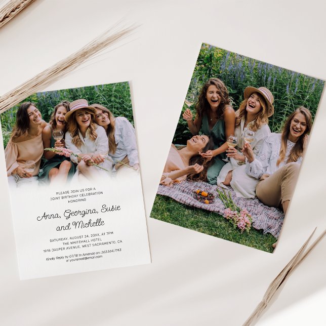 Invitation Fête d'anniversaire conjointe d'amis modernes (Créateur téléchargé)