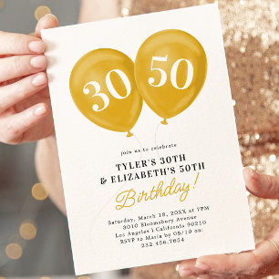 Invitation Fête d'anniversaire conjointe de double célébratio