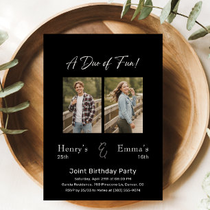 Invitation Fête d'anniversaire conjointe double étape photo d