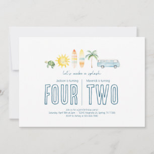 Invitation Fête d'anniversaire conjointe - Plage Theme Invita