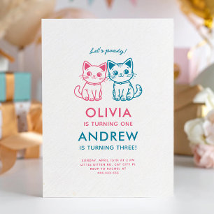 Invitation Fête d'anniversaire conjointe pour enfants avec de