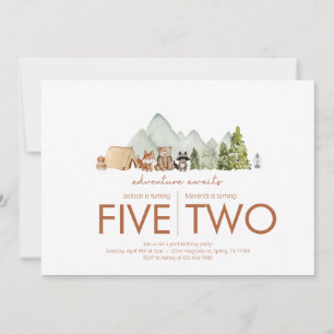 Invitation Fête d'anniversaire conjointe - Thème Aventure Awa