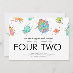 Invitation Fête d'anniversaire conjointe - Thème de bugs