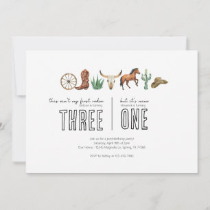 Invitation Fête d'anniversaire conjointe - Thème de rodéo occ