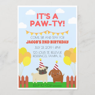 Invitation Fête d'anniversaire Cool sur le thème du chien
