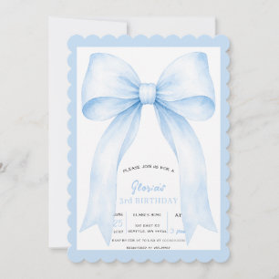 Invitation Fête d'anniversaire Coquette au Ruban Bleu