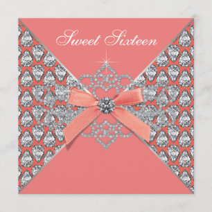 Invitation Fête d'anniversaire Corail Diamants Corail Sweet 1