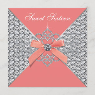 Invitation Fête d'anniversaire Corail Diamants Corail Sweet 1