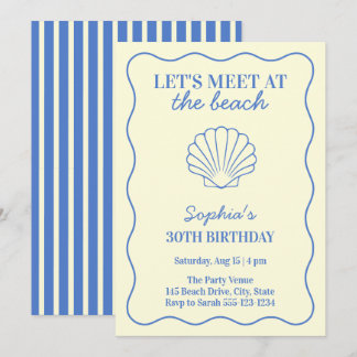 Invitation Fête d'anniversaire côtière rétro d'été 30 ans