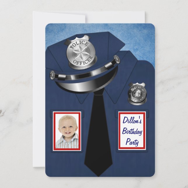 Invitation Fête d'anniversaire d'agent de police (Devant)