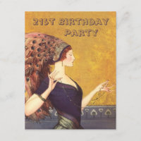 Fête d'anniversaire d'aileron de paon d'art déco
