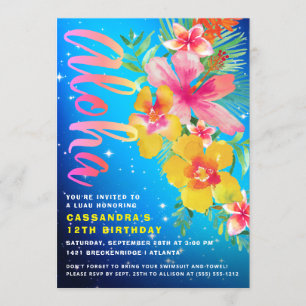 Invitation Fête d'anniversaire d'Aloha Luau