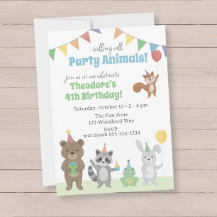 Invitation Fête d'anniversaire d'animaux de fête