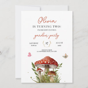 Invitation Fête d'anniversaire dans la forêt de champignons d