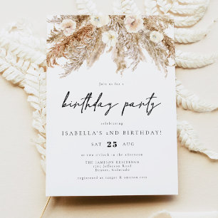 Invitation Fête d'anniversaire dans le désert bohème avec her