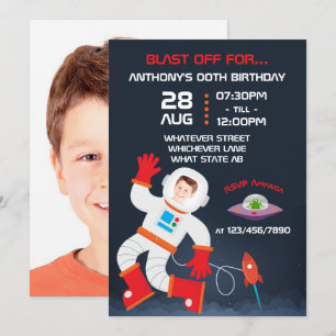 Invitation Fête d'anniversaire dans l'espace personnalisée av
