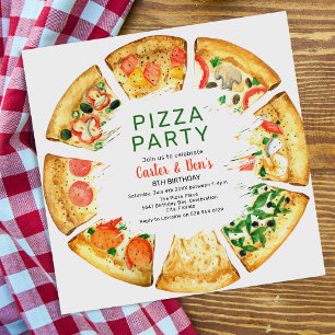 Invitation Fête d'anniversaire dans une pizzéria moderne