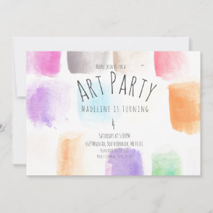Invitation Fête d'anniversaire d'art à l'aquarelle Abstrait C