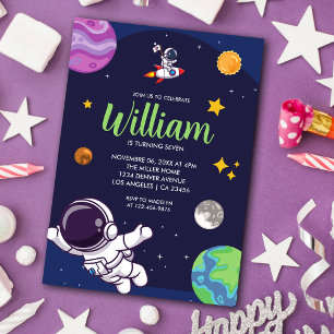 Invitation Fête d'anniversaire d'astronaute de l'espace pour